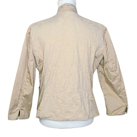 Chico's Womens Khaki Cotton Long Sleeve Open Front Blazer Jacket Size Medium - Picture 3 of 11